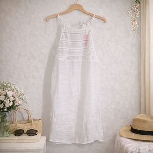 Xhilaration White Boho Lace Trim Tunic Tank Top Tie Back NWT S